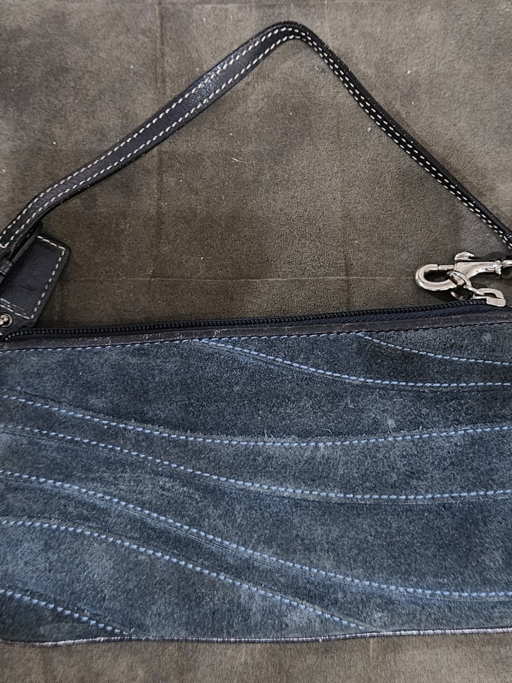 Authentic SOHO Coach Suede Denim Blue Wristlet/Clutch